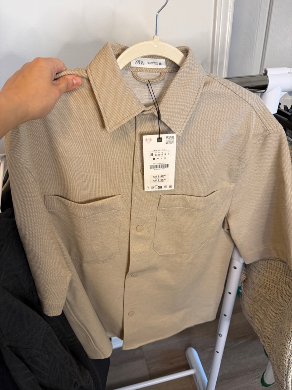 Zara Light Beige Short Sleeve Shirt-Jacket